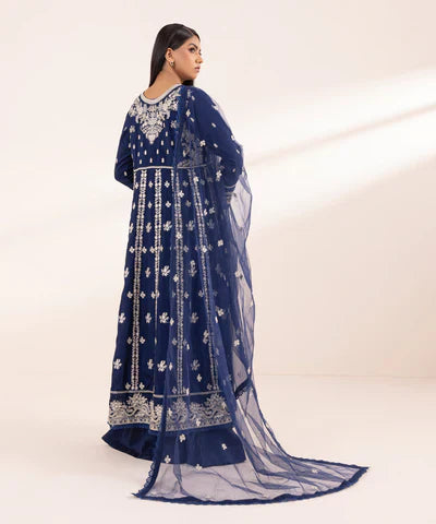 3 Piece - Embroidered Raw Silk Suit LZ-025