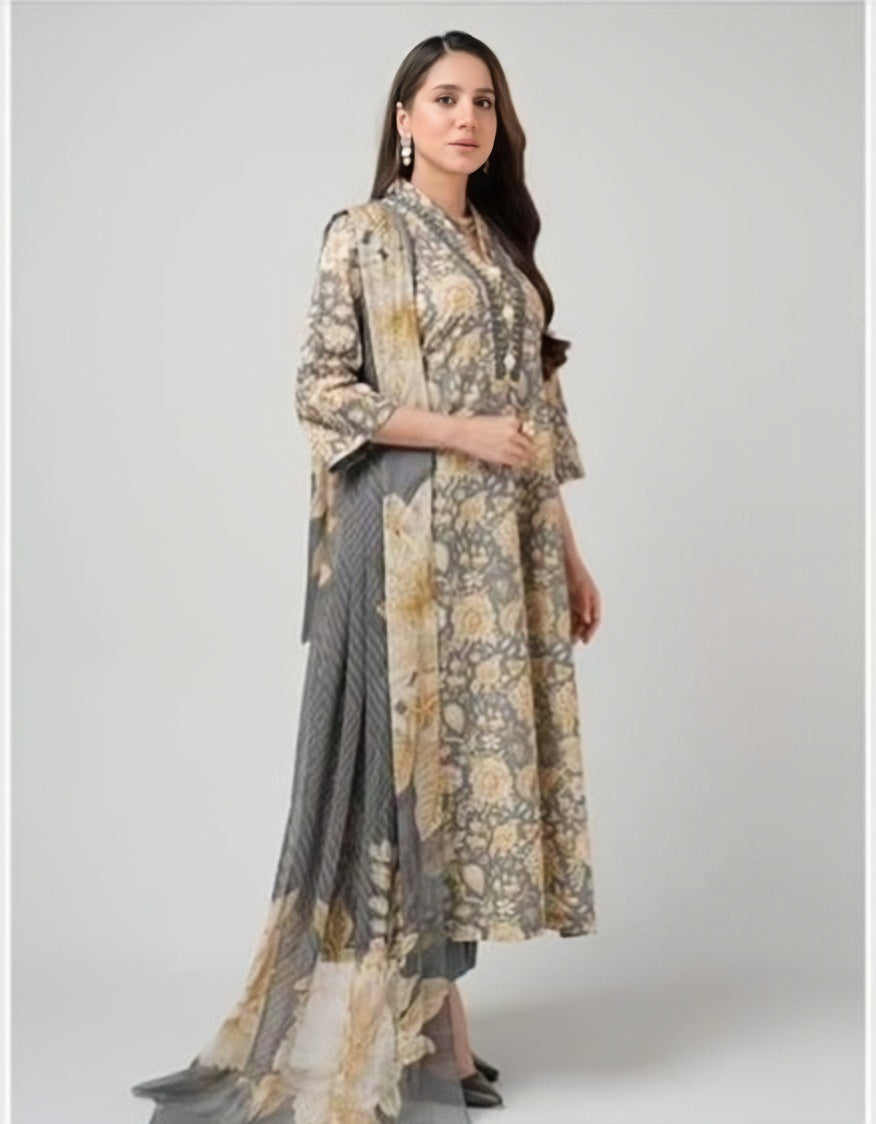 3 PC unstitched  khadar suit