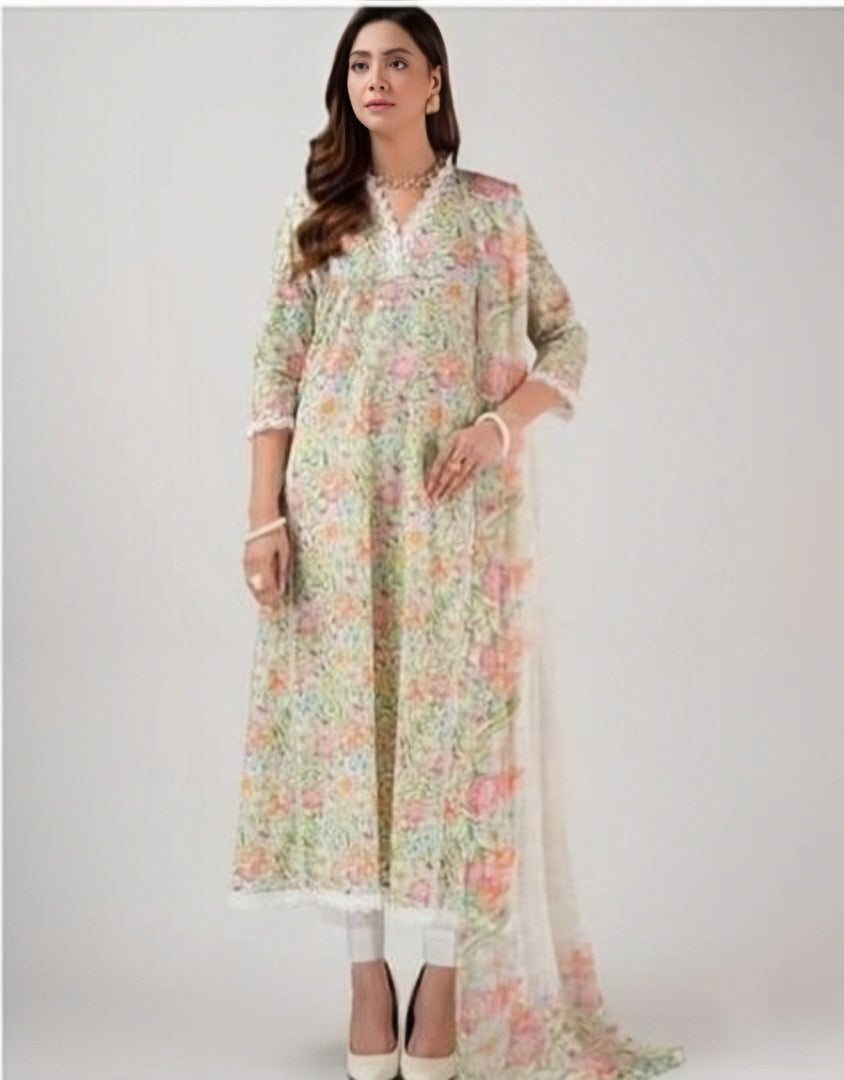 3 PC unstitched  khadar suit