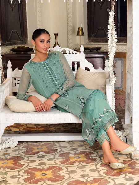 2 Piece Net Suit-Embroidered (Pret)